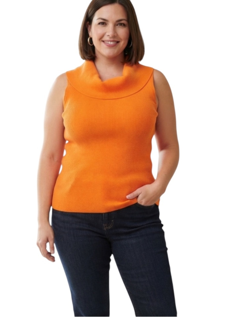 Ashley Stewart Vibrant Orange Cowl Neck Sweater new with tag size 2X